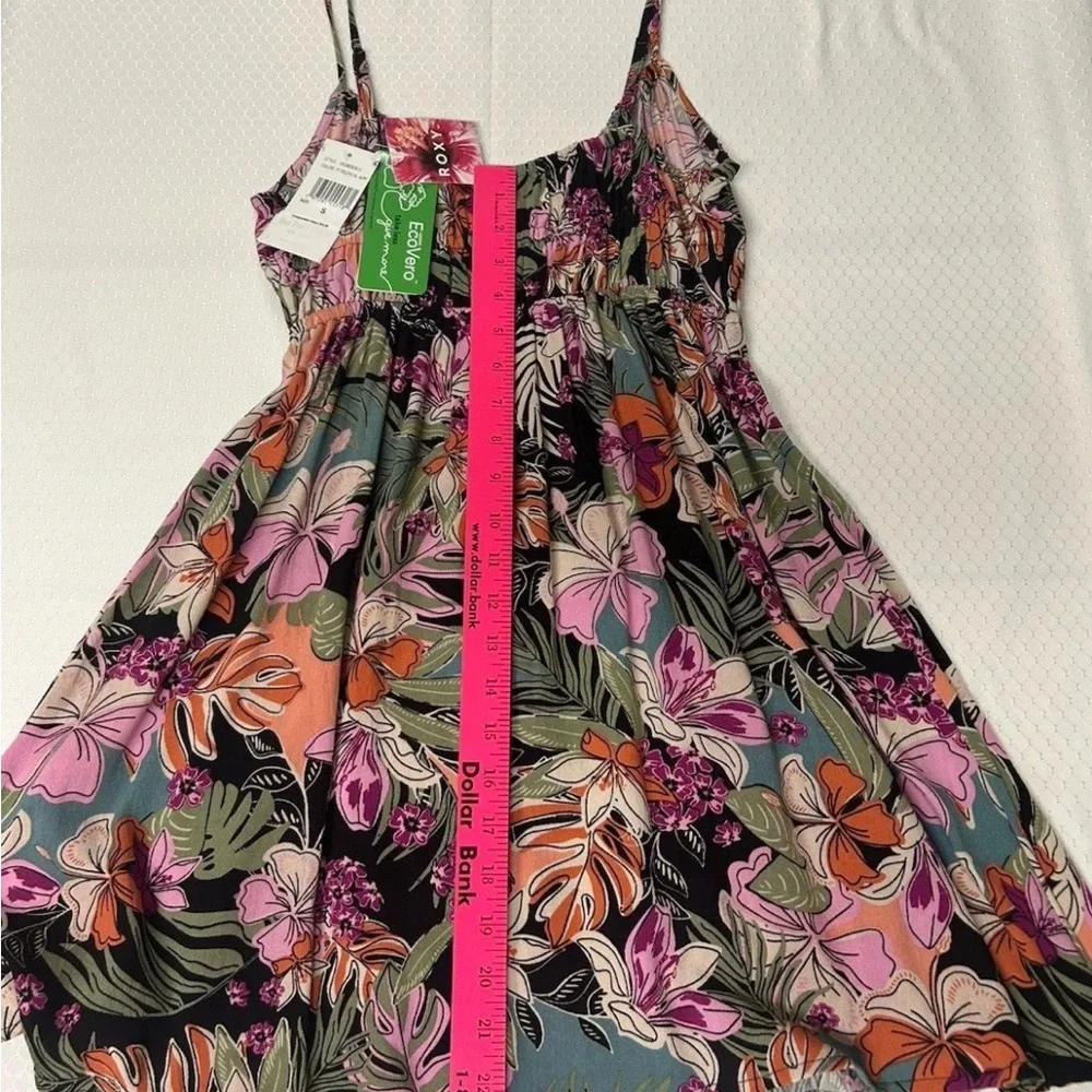 Roxy Tropical EcoVero Beachy Floral Midi Linen Spaghetti Strap Dress Size S. NWT - Picture 5 of 10